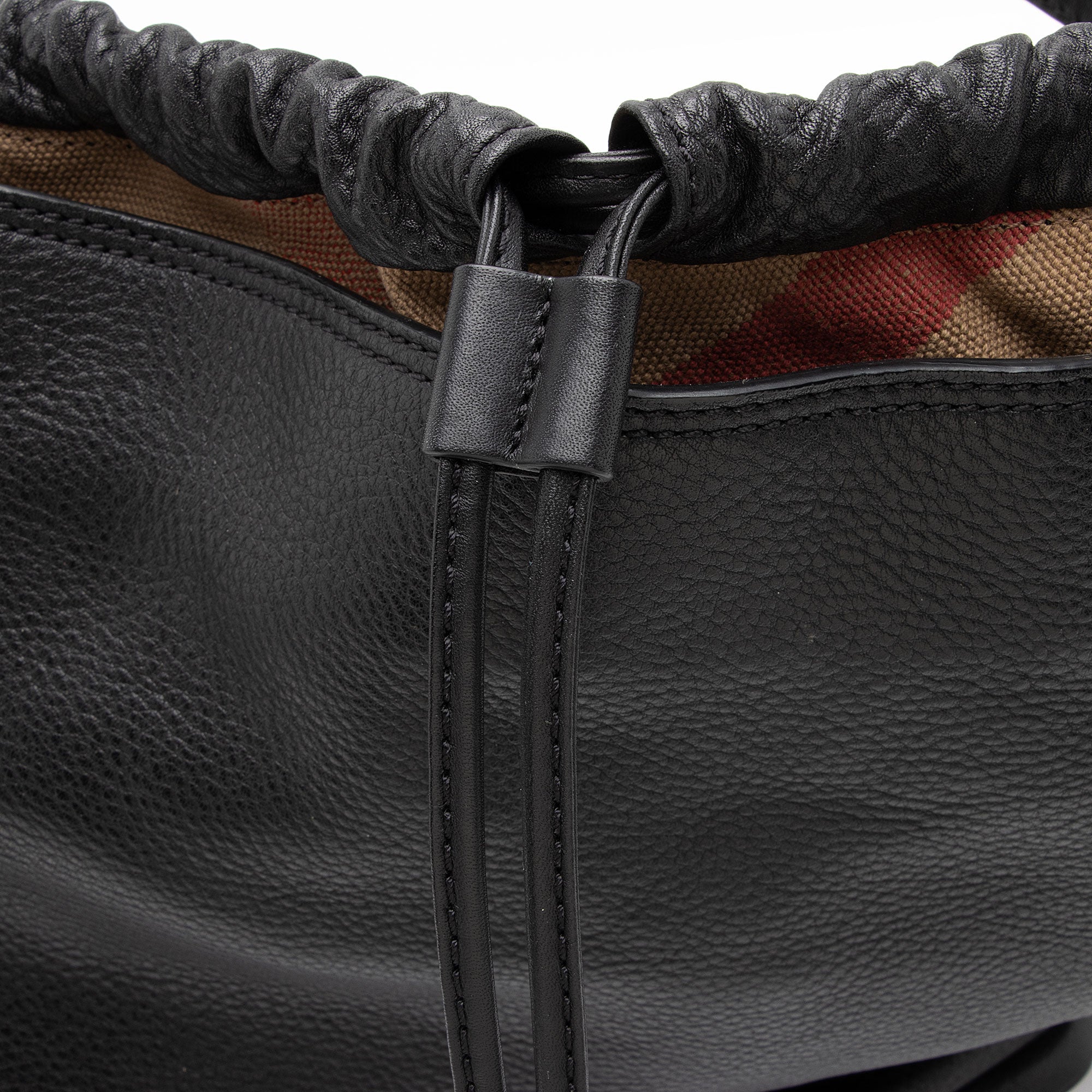 Burberry Leather Drawstring Susanna Bucket Bag