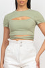 Load image into Gallery viewer, Self-tie Ribbon Front Cutout Crop Top sneakerhypesusa