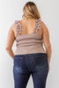 Plus Ruched Button-up Ruffle Strap Smocked Back Tank Top - sneakerhypesusa