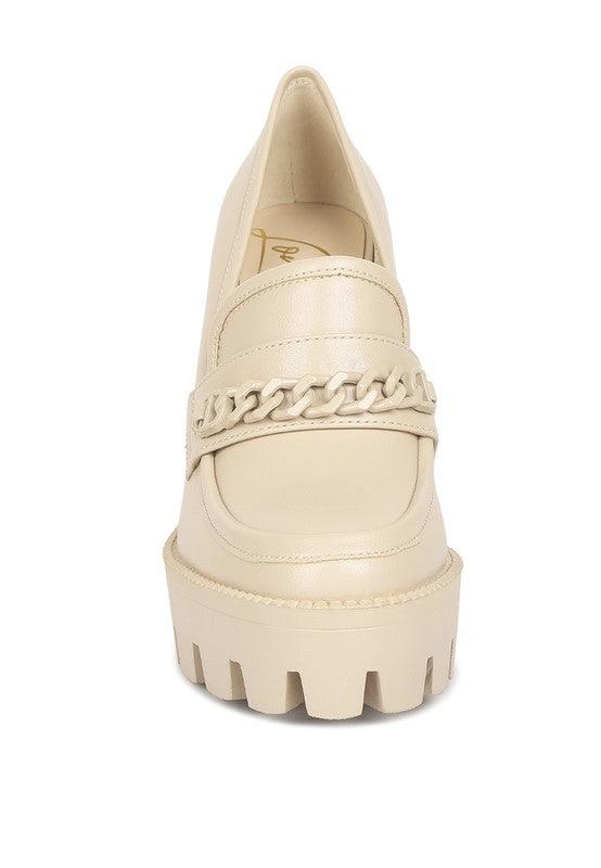 Corinne Chain Embellished Chunky Loafers - sneakerhypesusa