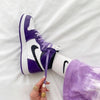 Custom Air Jordan 1 White Toe Court Purple Sneakers - sneakerhypesusa
