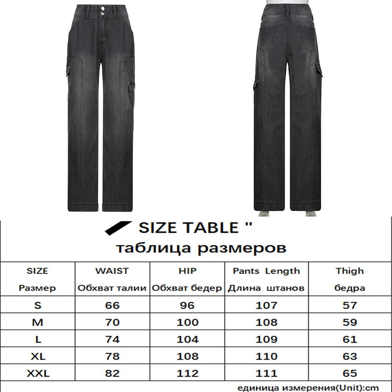 Streetwear Pockets Patchwork Baggy Jeans D3445 - sneakerhypesusa