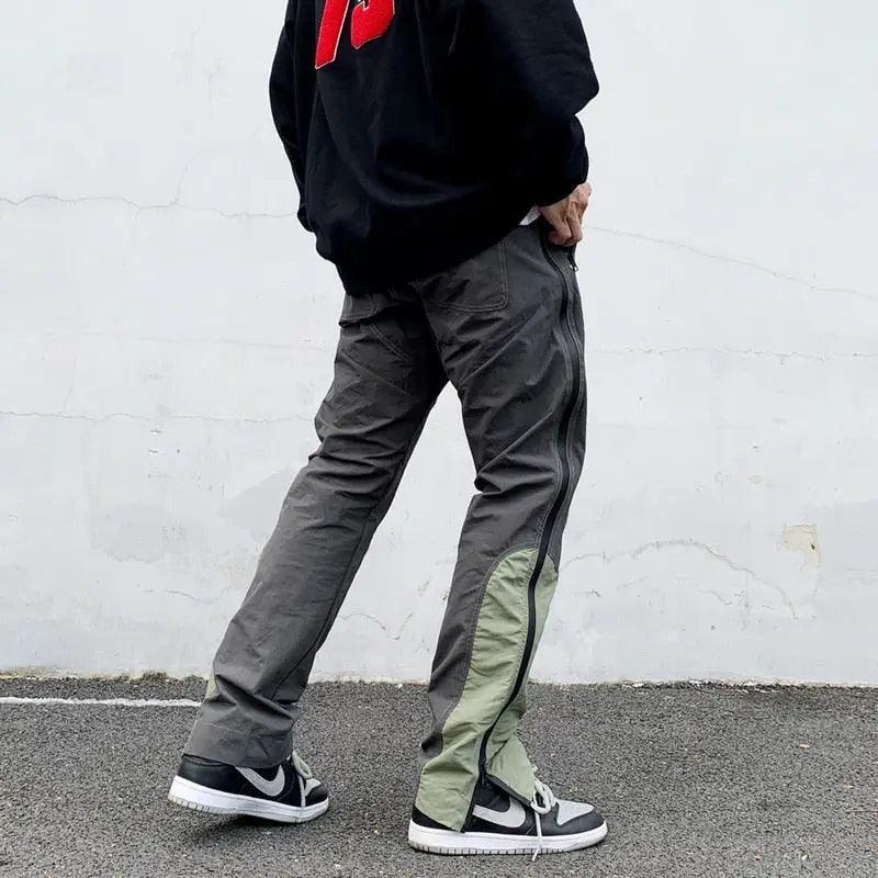 IEFB Streetwear Hip Hop Men's Causal Pants Side Functional Side Zipper Sweatpants Men's Contrast Color Patchwork Trousers 9Y6336 - sneakerhypesusa