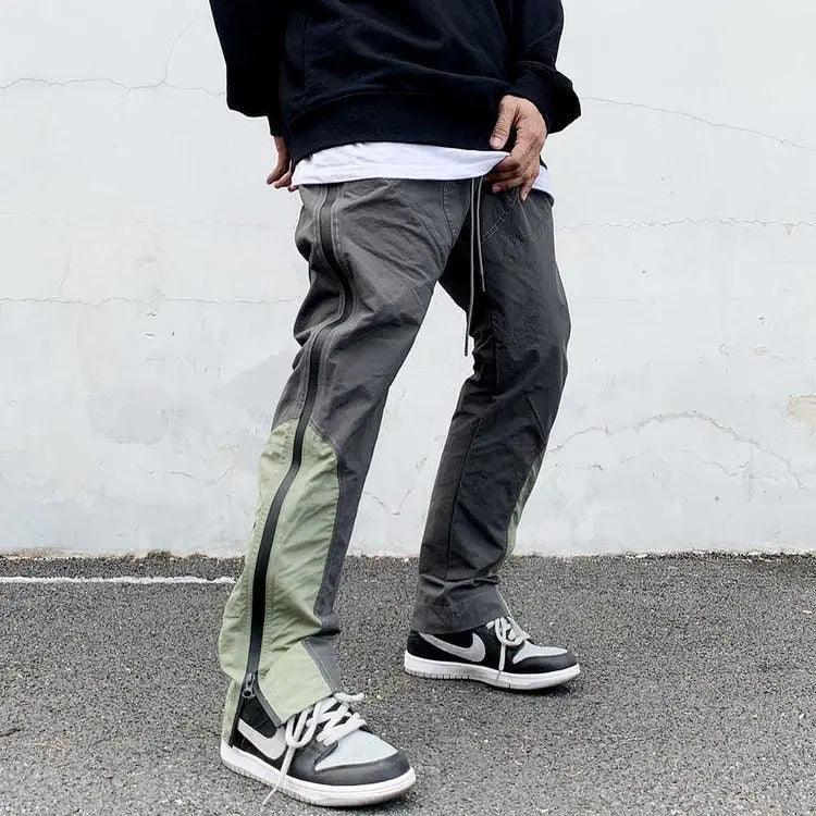 IEFB Streetwear Hip Hop Men's Causal Pants Side Functional Side Zipper Sweatpants Men's Contrast Color Patchwork Trousers 9Y6336 - sneakerhypesusa
