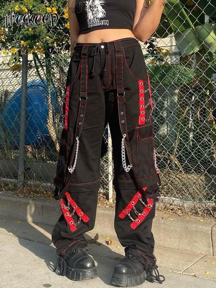 Streetwear Punk Low Rise Baggy Gothic Cargo Pants - sneakerhypesusa