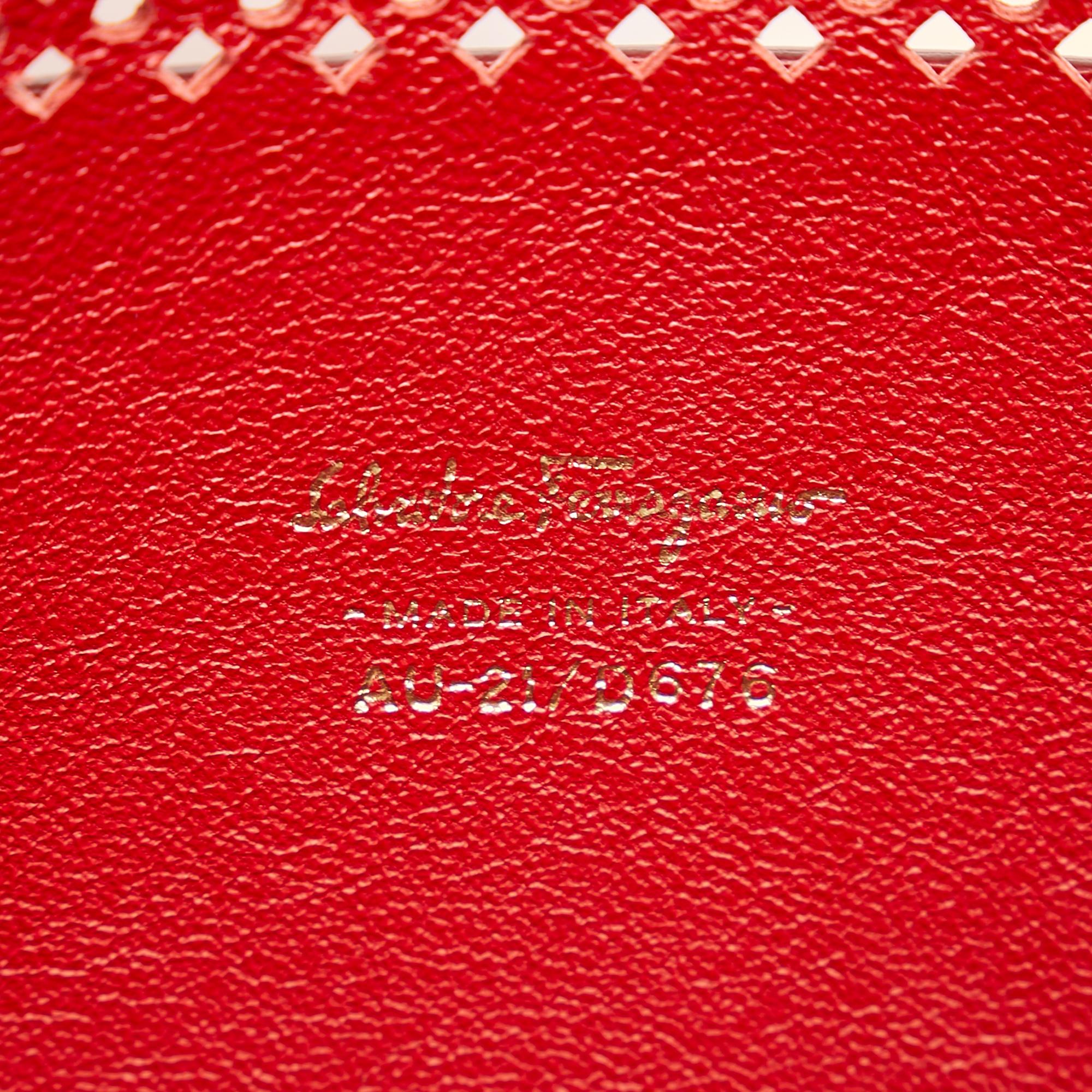 Salvatore Ferragamo Gancini Perforated Leather Chain Shoulder Bag
