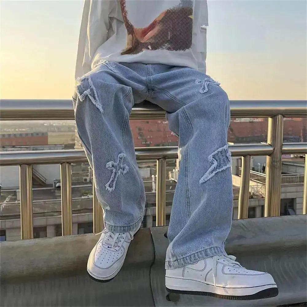 Sneakerhypes Casual Streetwear Fashion Loose Wide Leg Jeans - sneakerhypesusa